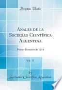 libro Anales De La Sociedad Científica Argentina, Vol. 77
