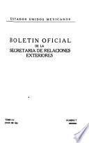 libro Boletín Oficial De La Secretaría De Relaciones Exteriores