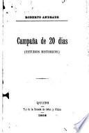 libro Campaa De 20 Dias, Estudios Historicos