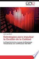 libro Estrategias Para Impulsar La Gestión De La Calidad