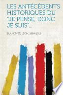 libro Les Antécédents Historiques Du Je Pense, Donc Je Suis ...