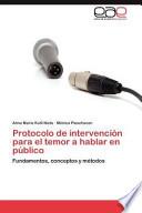 libro Protocolo De Intervención Para El Temor A Hablar En Público