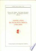 libro Veinte Años De Filología Griega, 1984 2004